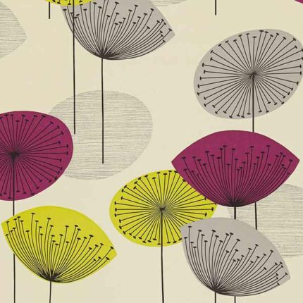 Dandelion Clocks Wallpaper Wall Blackcurrant