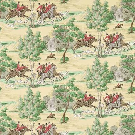 Carta da parati Tally Ho Evergreen Crimson