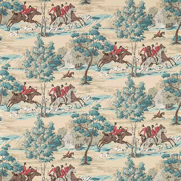 Tally Ho Wallpaper Teal Ruby